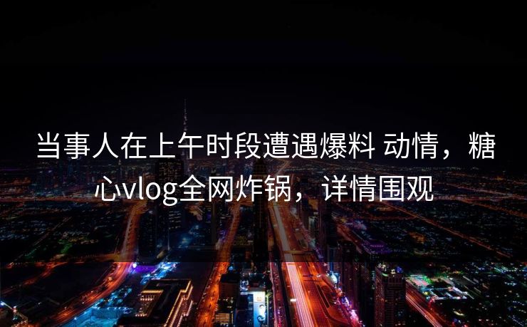 当事人在上午时段遭遇爆料 动情，糖心vlog全网炸锅，详情围观