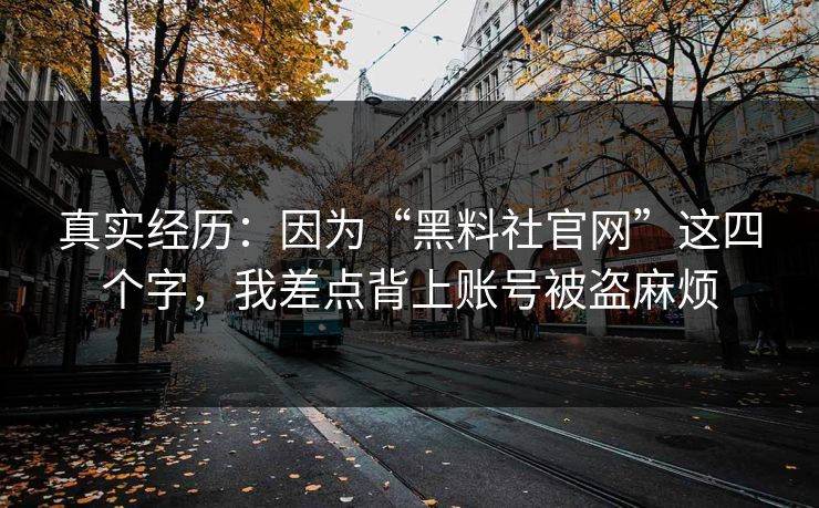真实经历：因为“黑料社官网”这四个字，我差点背上账号被盗麻烦