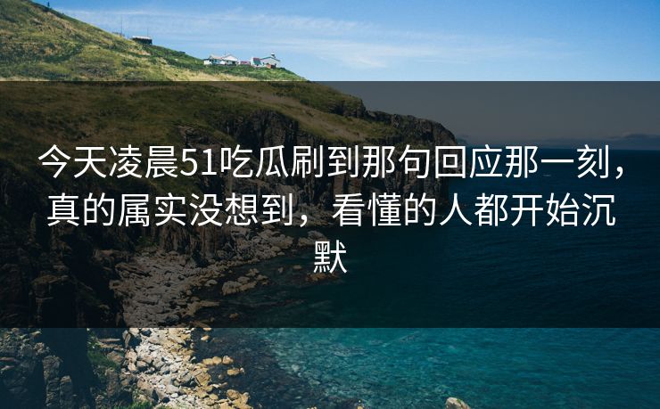 今天凌晨51吃瓜刷到那句回应那一刻，真的属实没想到，看懂的人都开始沉默