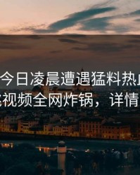 明星在今日凌晨遭遇猛料热血沸腾，樱桃视频全网炸锅，详情点击