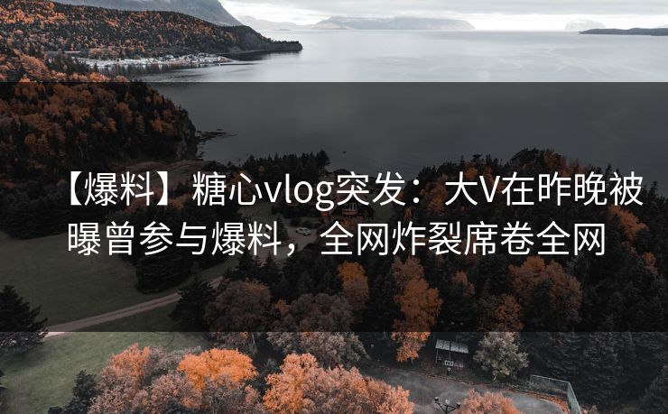 【爆料】糖心vlog突发：大V在昨晚被曝曾参与爆料，全网炸裂席卷全网